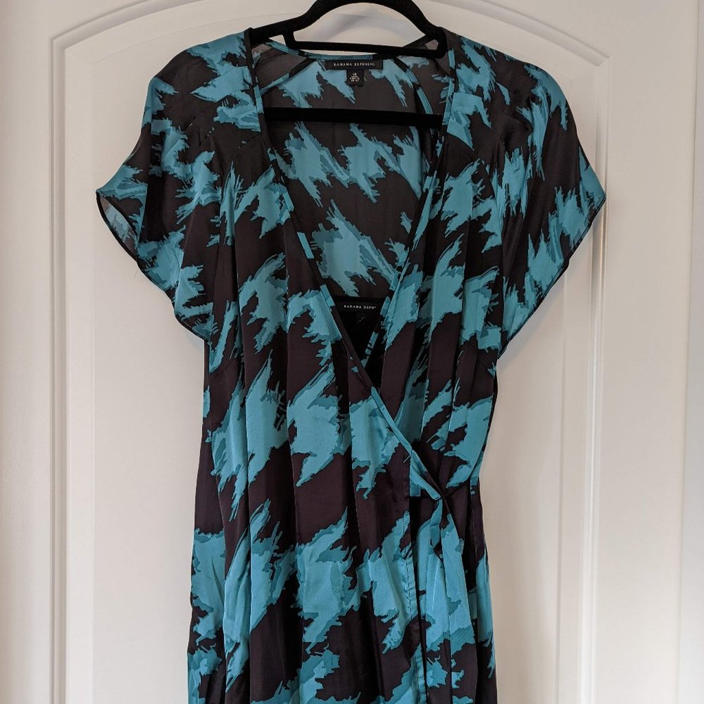 Banana Republic Asymmetrical Dress in Black and Teal